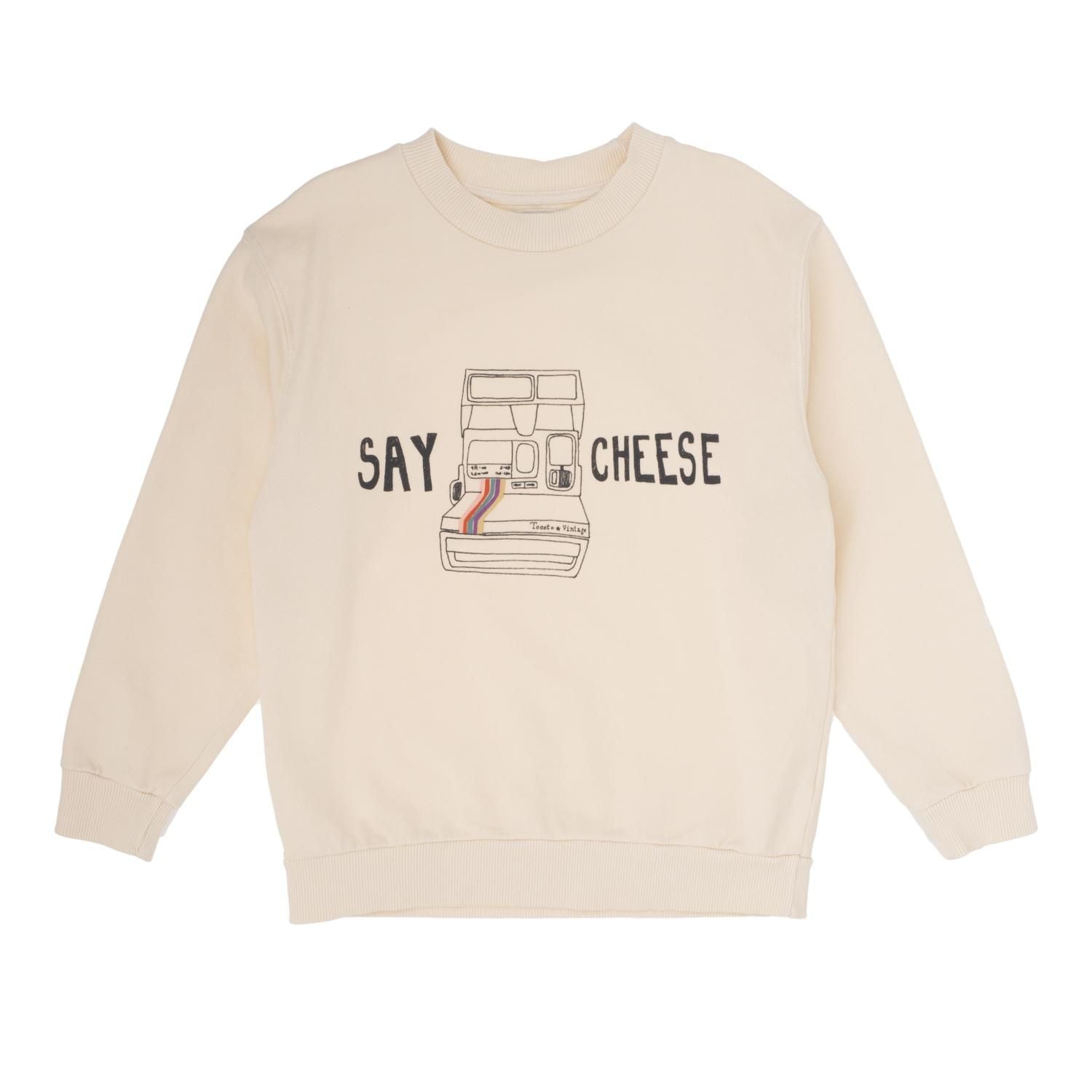 Tocoto Vintage "Say Cheese" Sweatshirt - Off-White