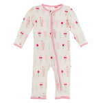 Kickee Pants Print Coverall with Zipper - Natural Ice Cream Shop