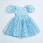 Petite Amalie Ella Organza Dot Dress - Blue