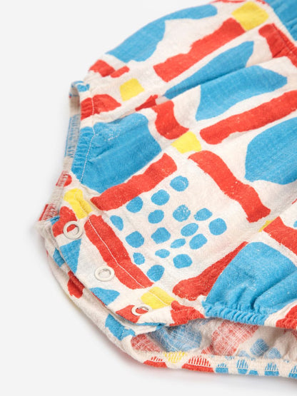 Bobo Choses Geometric Game All Over Woven Romper - Multicolor