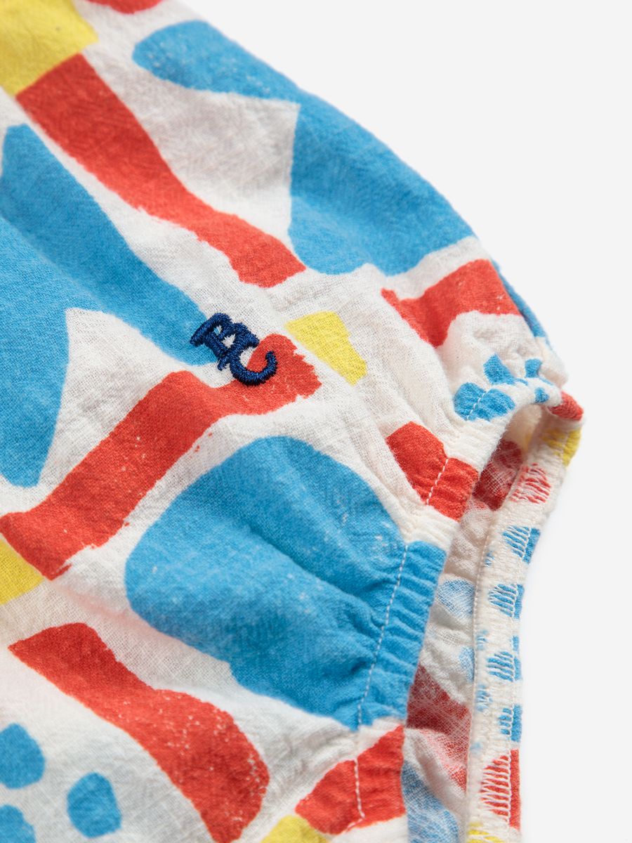 Bobo Choses Geometric Game All Over Woven Romper - Multicolor