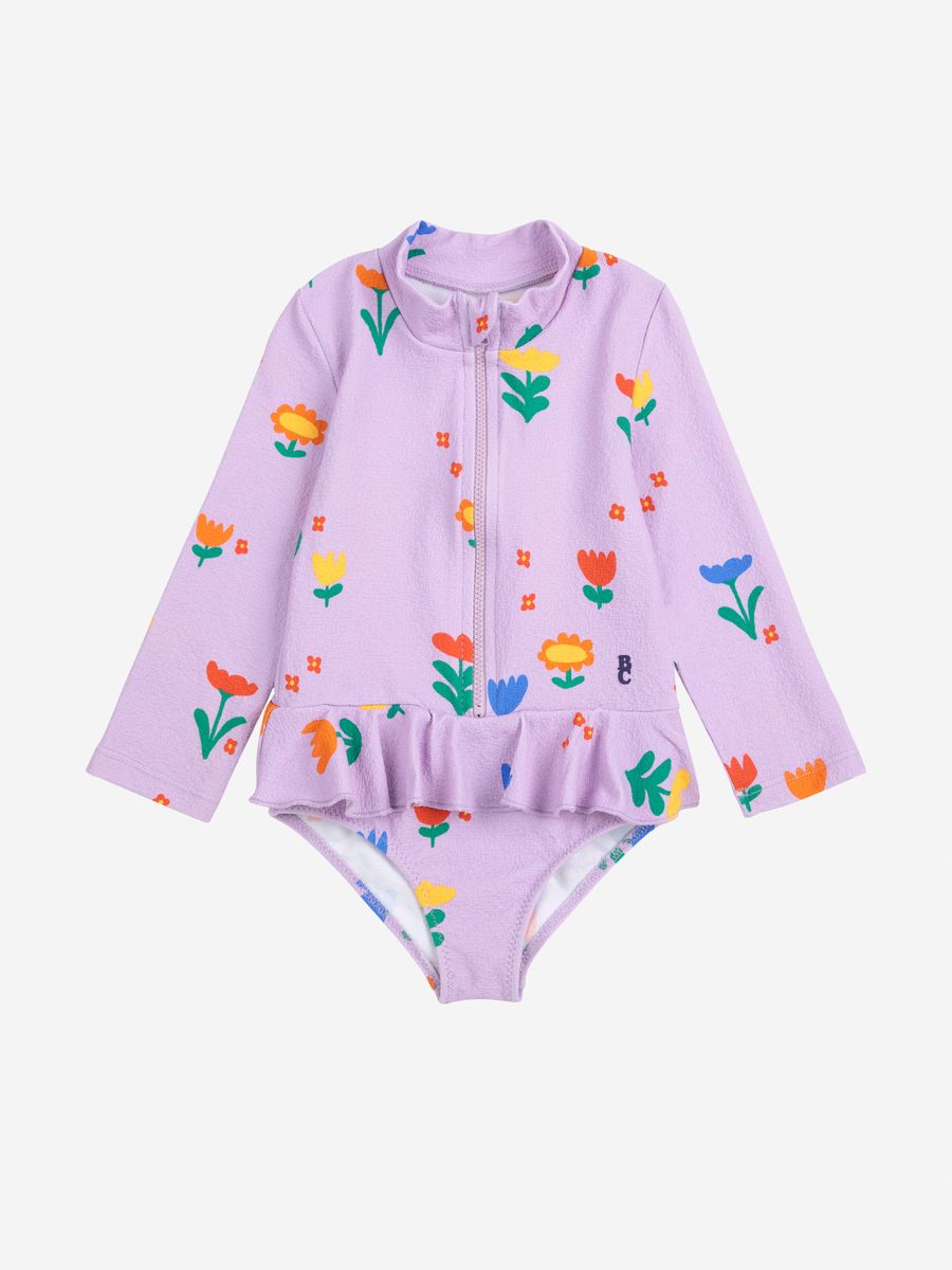 Bobo Choses Garden Party All Over Baby Swim Overall - Lavender