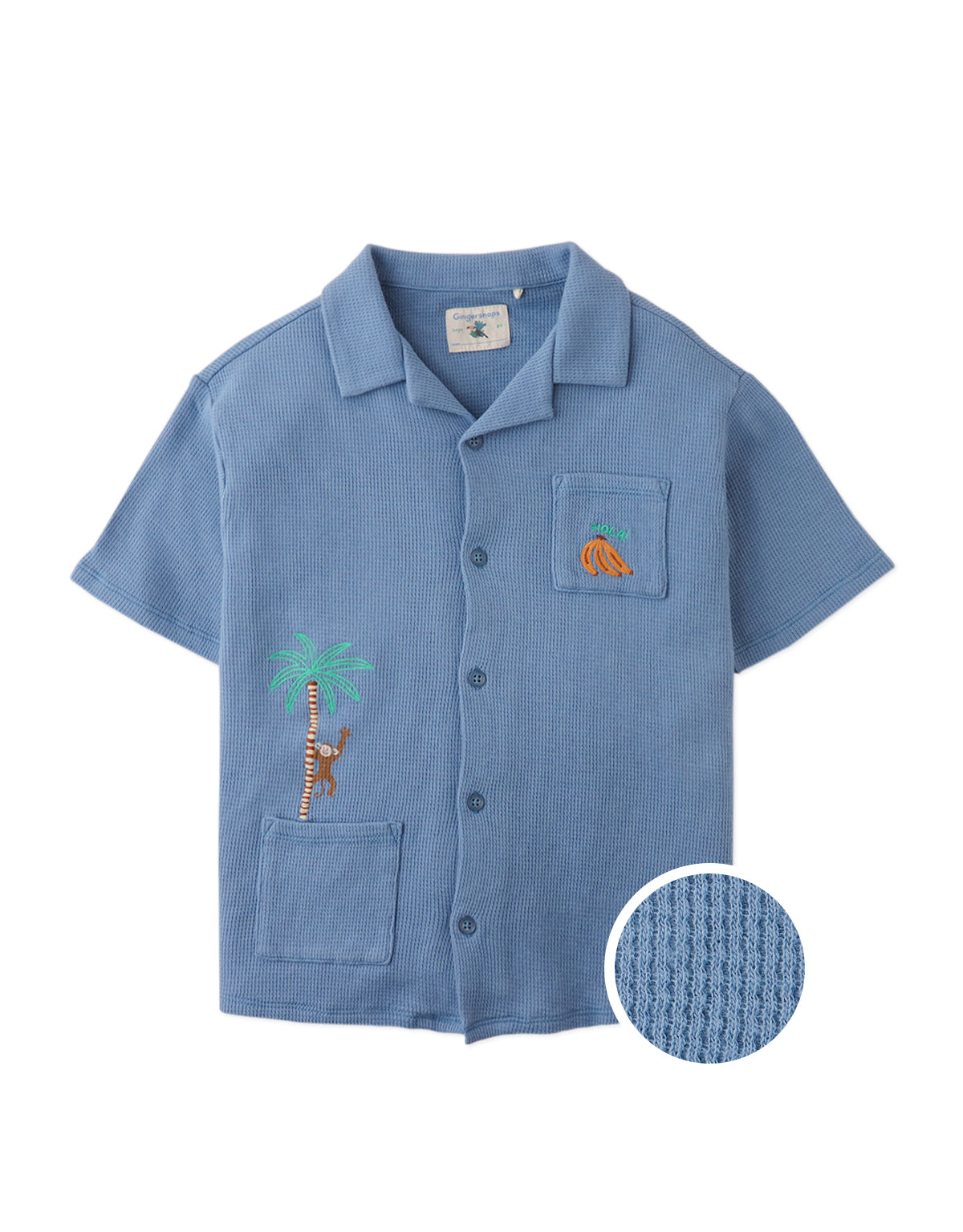 Gingersnaps Tommy Waffle Knits Button Down Shirt - Blue
