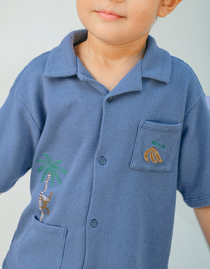 Gingersnaps Tommy Waffle Knits Button Down Shirt - Blue