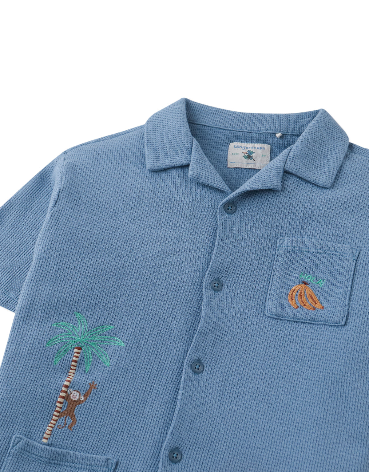 Gingersnaps Tommy Waffle Knits Button Down Shirt - Blue