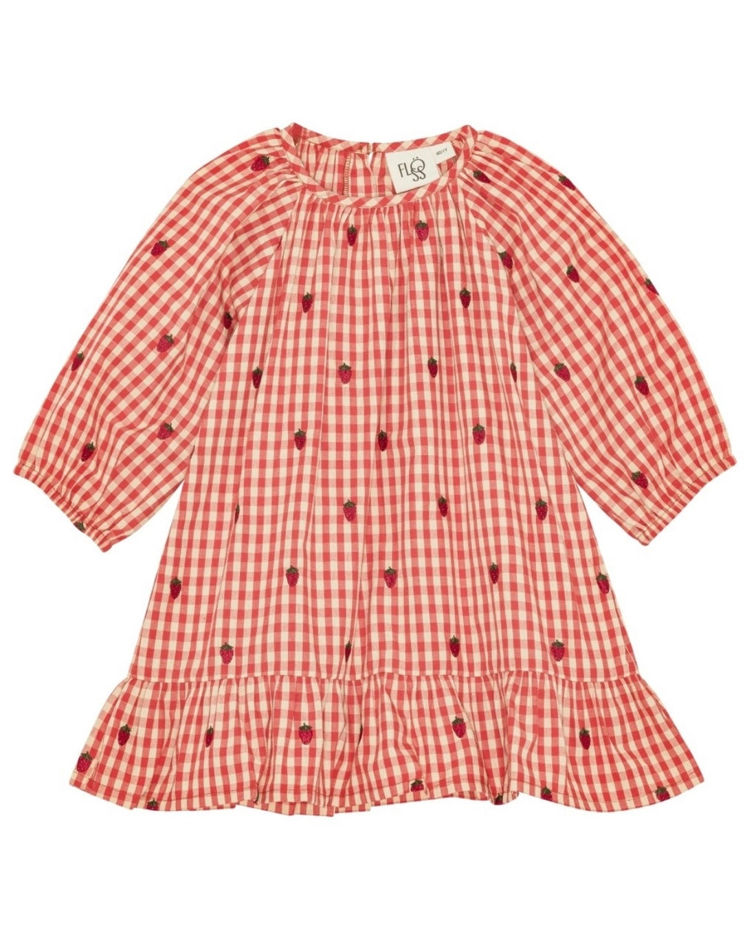 Flöss Molly Long Sleeve O-N Dress - Berry Gingham