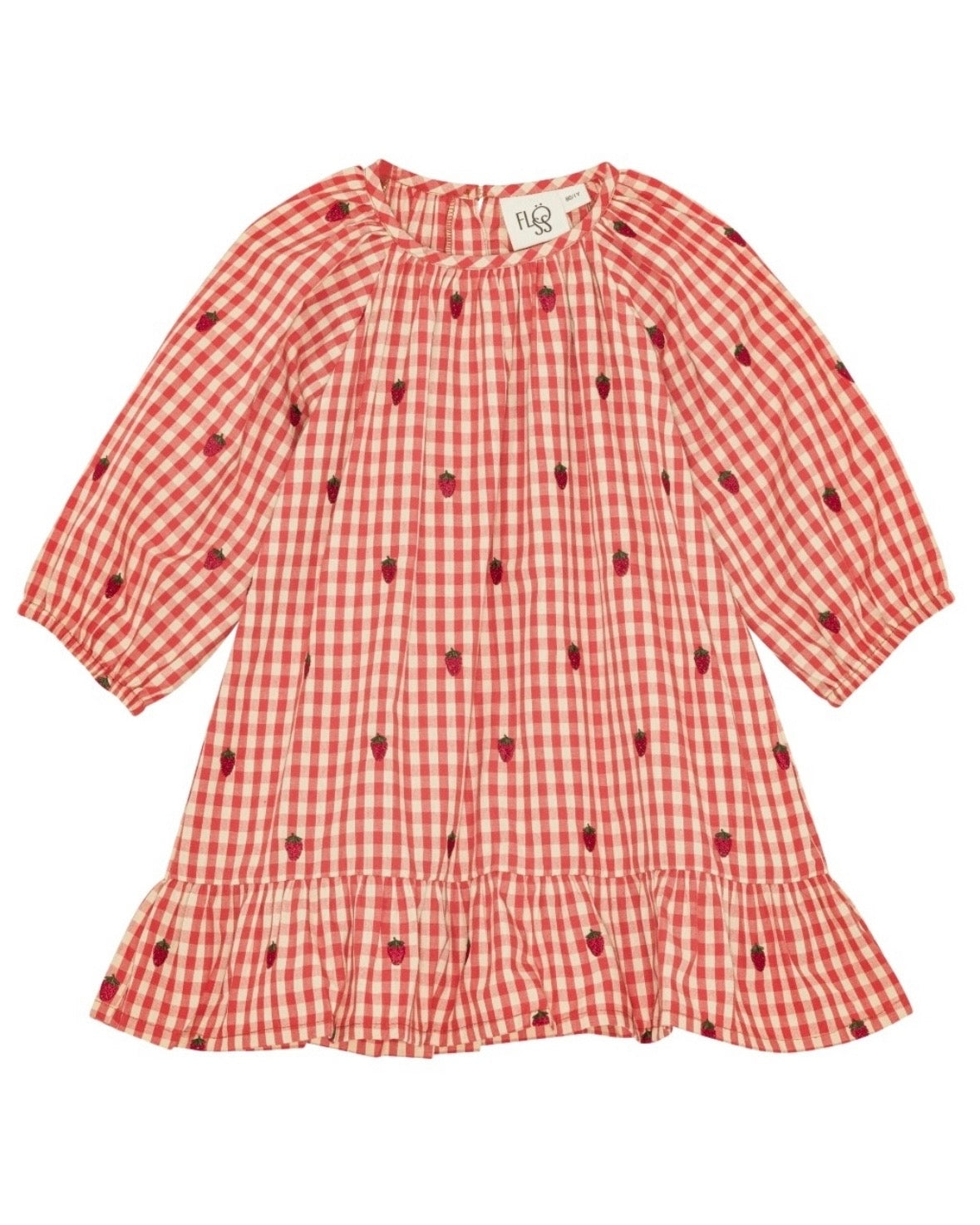 Flöss Molly Long Sleeve O-N Dress - Berry Gingham