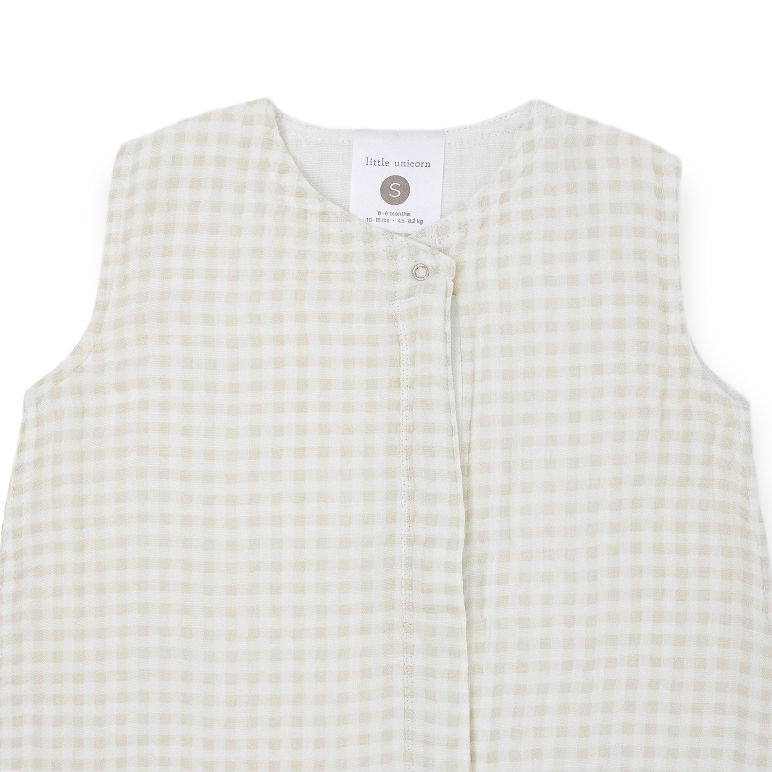 Little Unicorn Cotton Muslin Sleep Bag - Tan Gingham