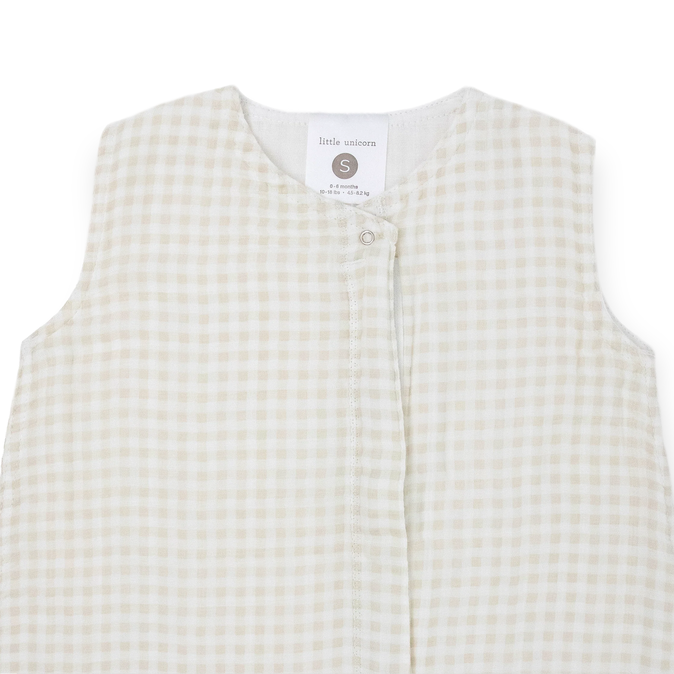 Little Unicorn Cotton Muslin Sleep Bag - Tan Gingham