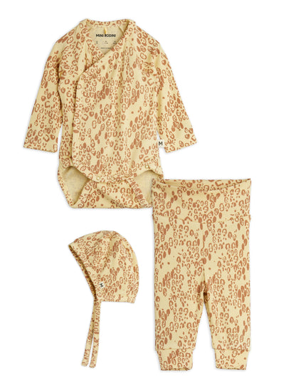 Mini Rodini Mini Leopard All Over Print Baby Kit - Beige