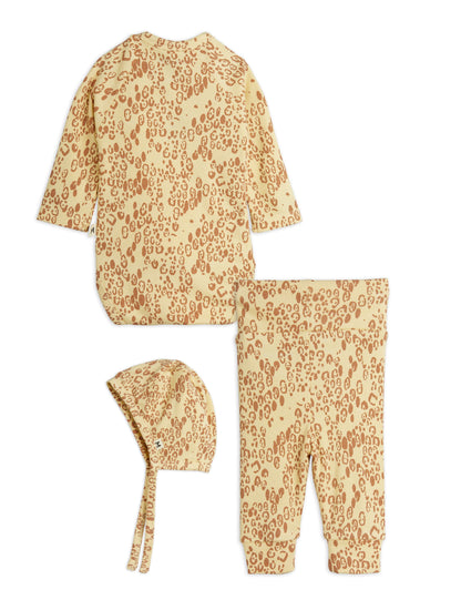 Mini Rodini Mini Leopard All Over Print Baby Kit - Beige