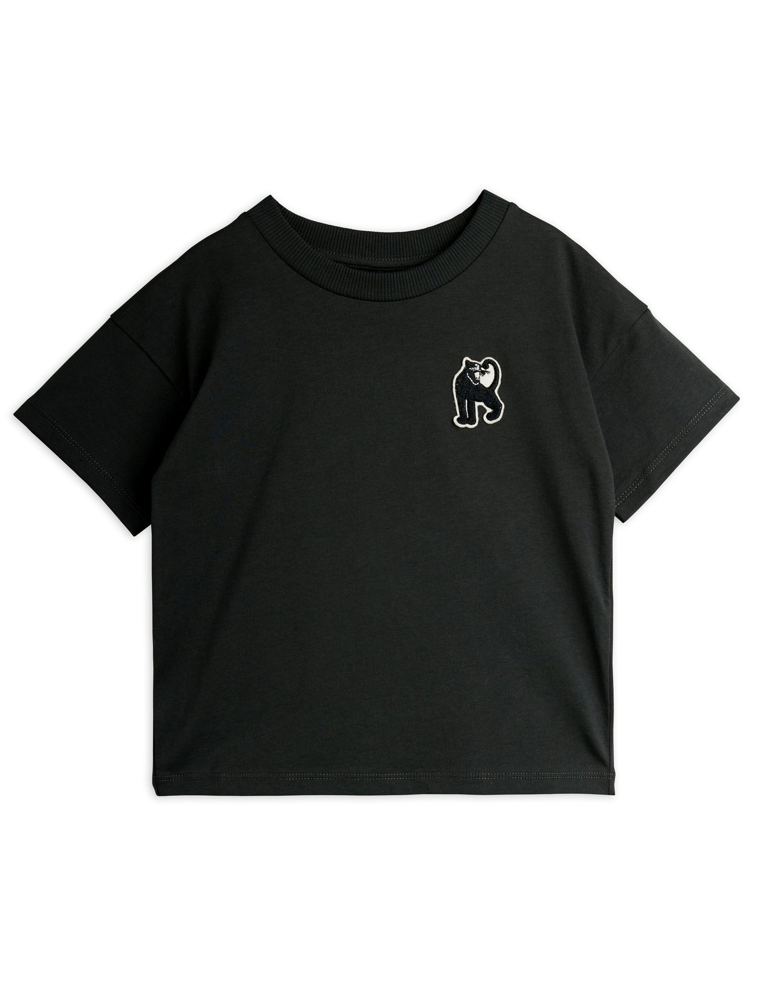 Mini Rodini Panther Patch Short Sleeve Tee - Black