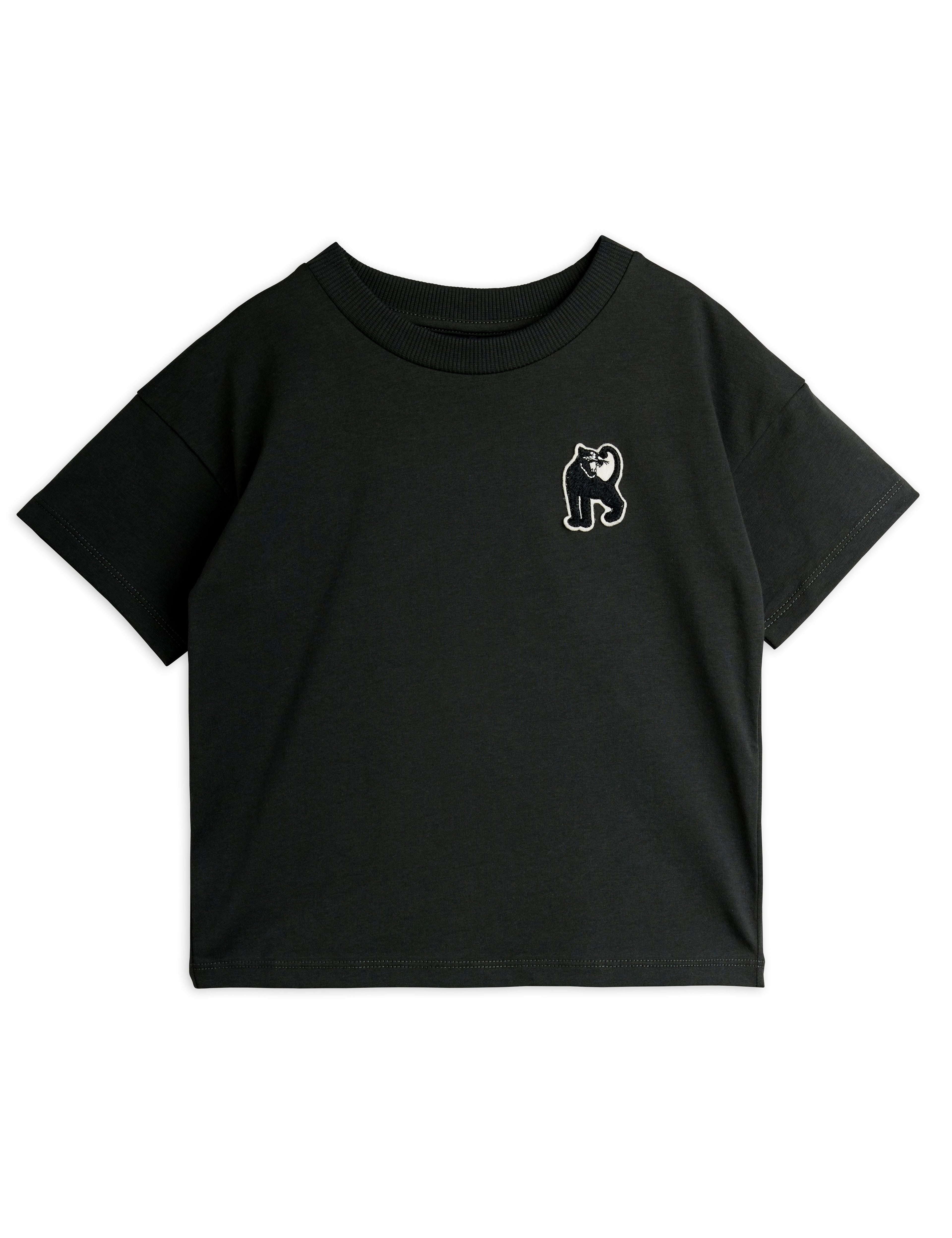 Mini Rodini Panther Patch Short Sleeve Tee - Black