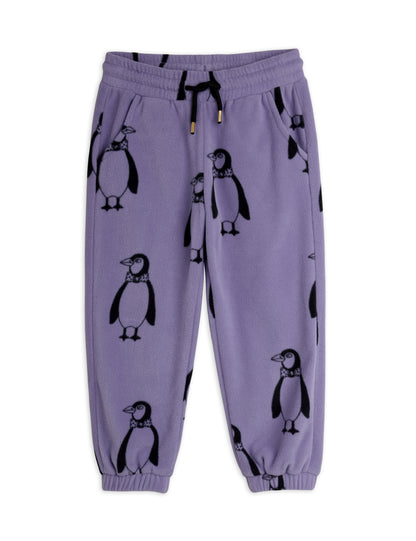Mini Rodini Penguin Aop Fleece Trousers - Purple