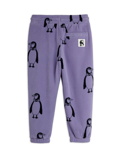 Mini Rodini Penguin Aop Fleece Trousers - Purple