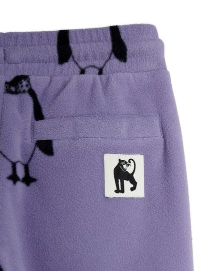 Mini Rodini Penguin Aop Fleece Trousers - Purple