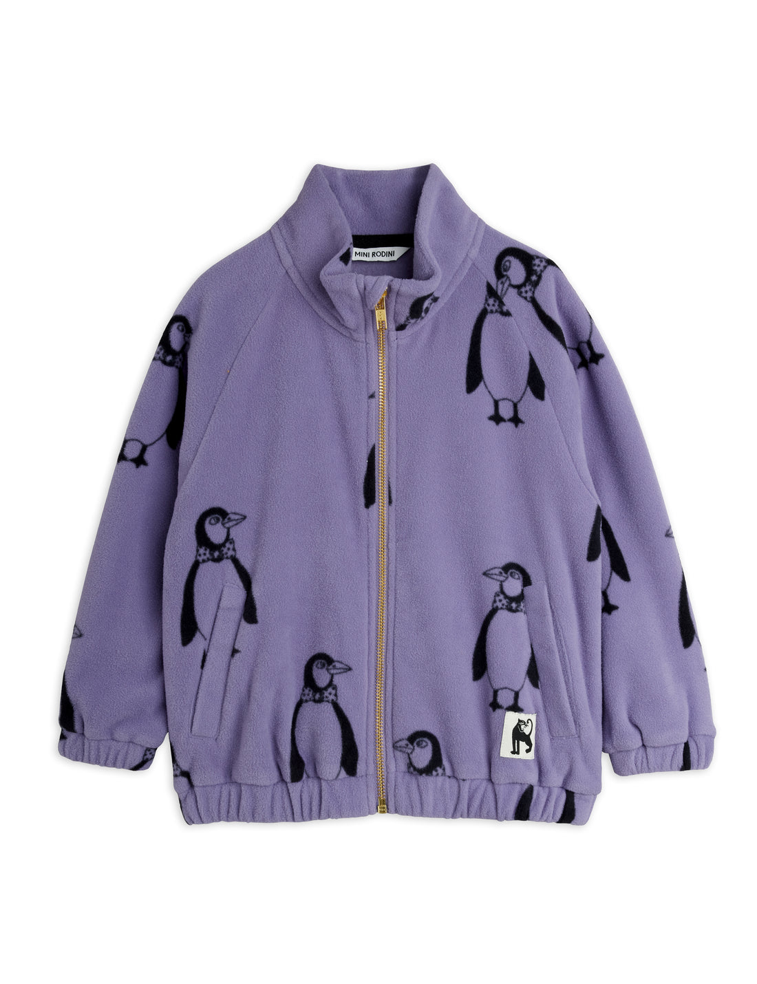 Mini Rodini Penguin Aop Fleece Jacket - Purple