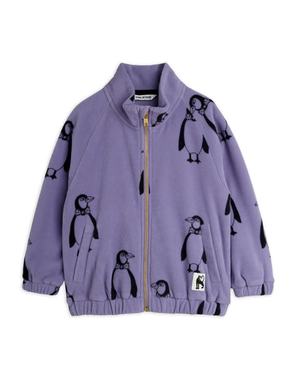 Mini Rodini Penguin Aop Fleece Jacket - Purple