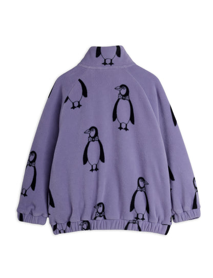 Mini Rodini Penguin Aop Fleece Jacket - Purple