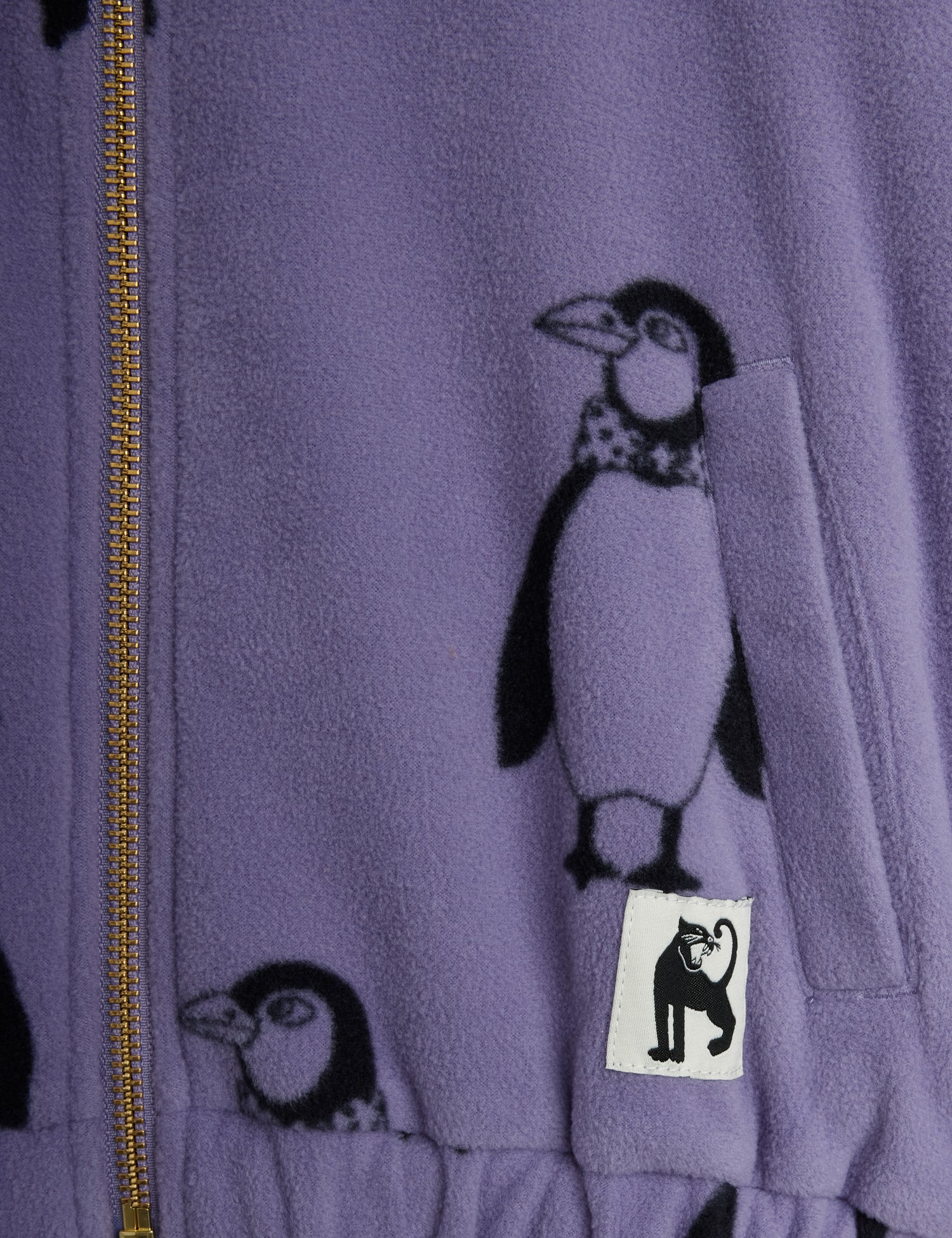 Mini Rodini Penguin Aop Fleece Jacket - Purple