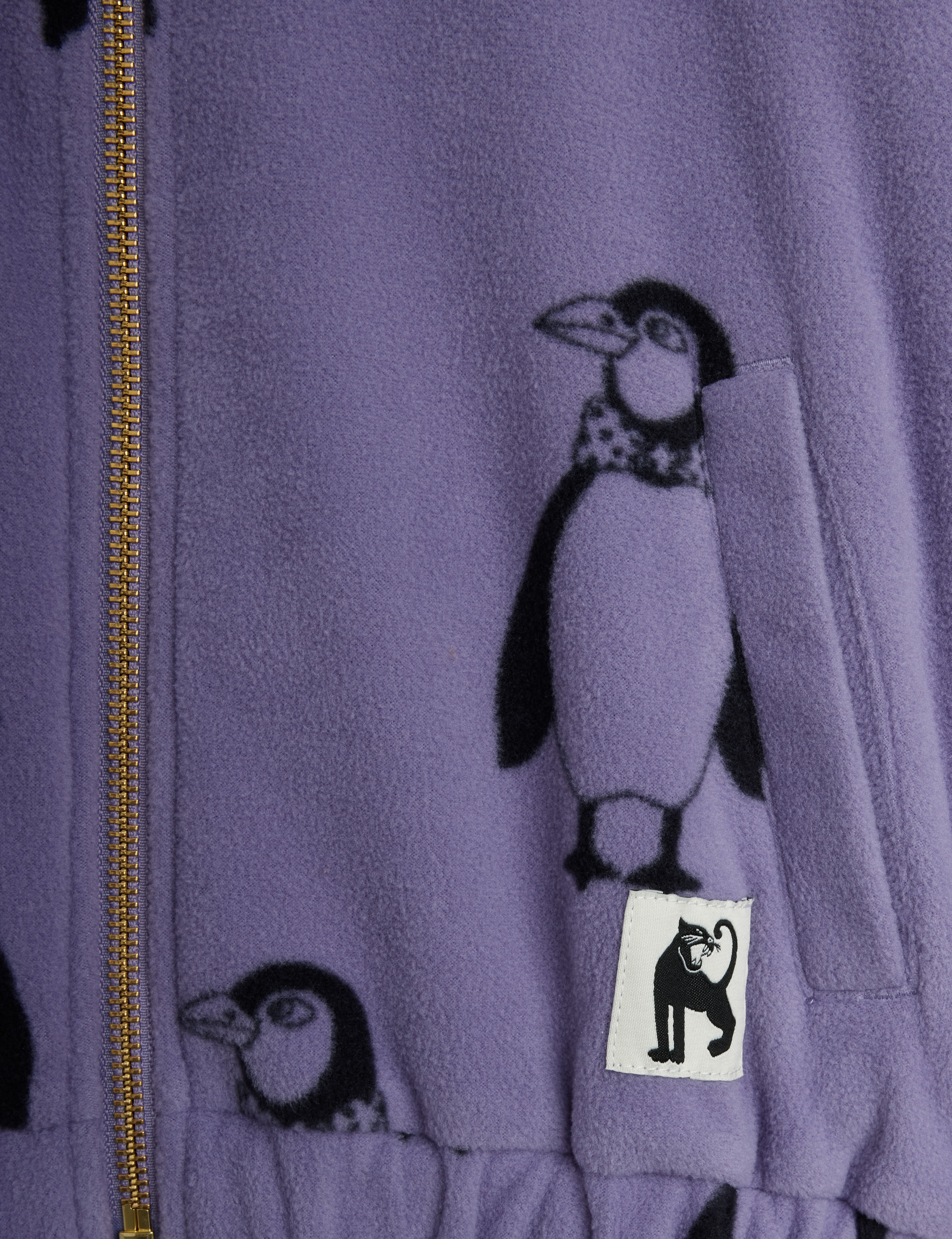 Mini Rodini Penguin Aop Fleece Jacket - Purple