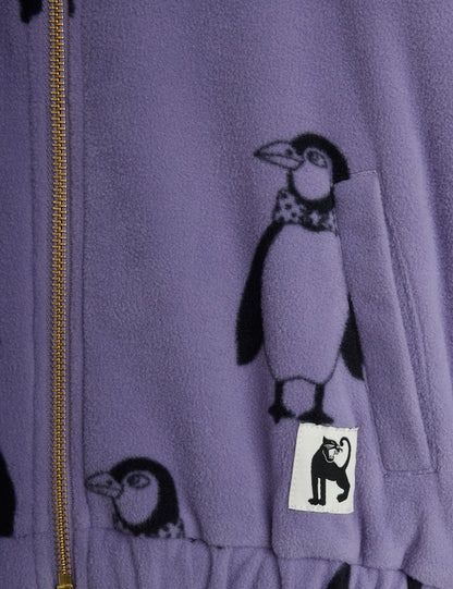 Mini Rodini Penguin Aop Fleece Jacket - Purple