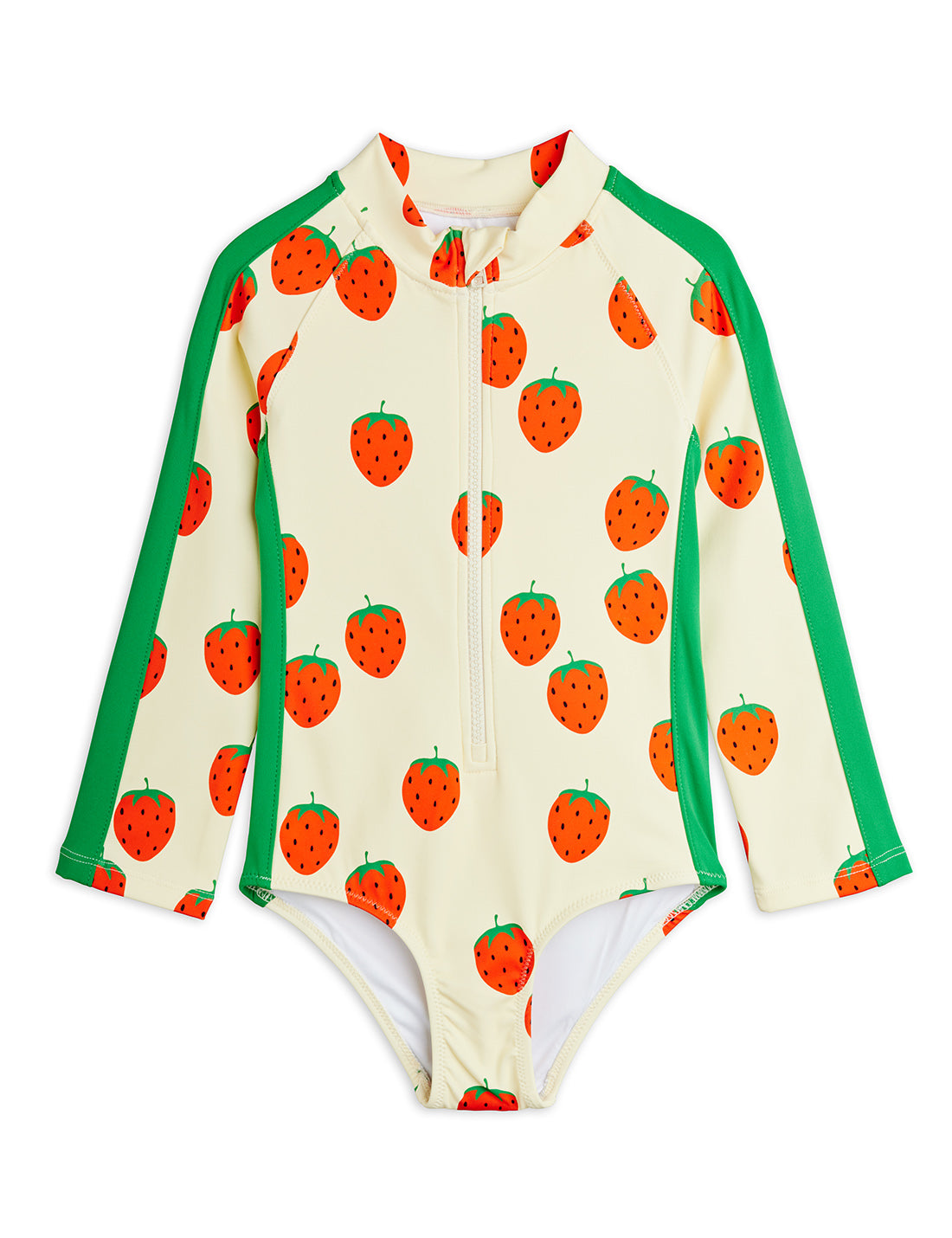 Mini Rodini Strawberries AOP Long Sleeve Swimsuit - Off-white