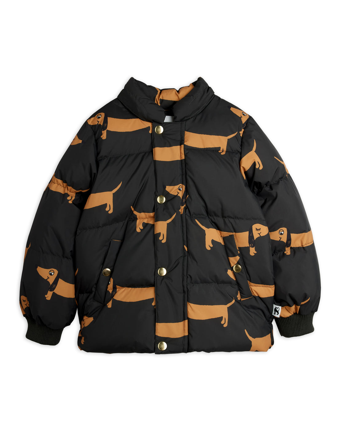 Mini Rodini Dog Aop Hooded Puffer - Black