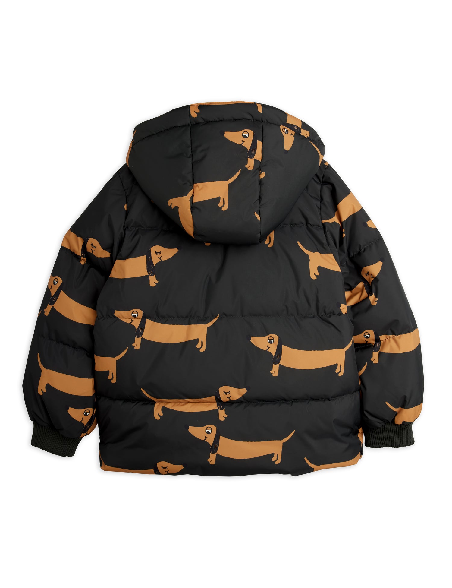 Mini Rodini Dog Aop Hooded Puffer - Black