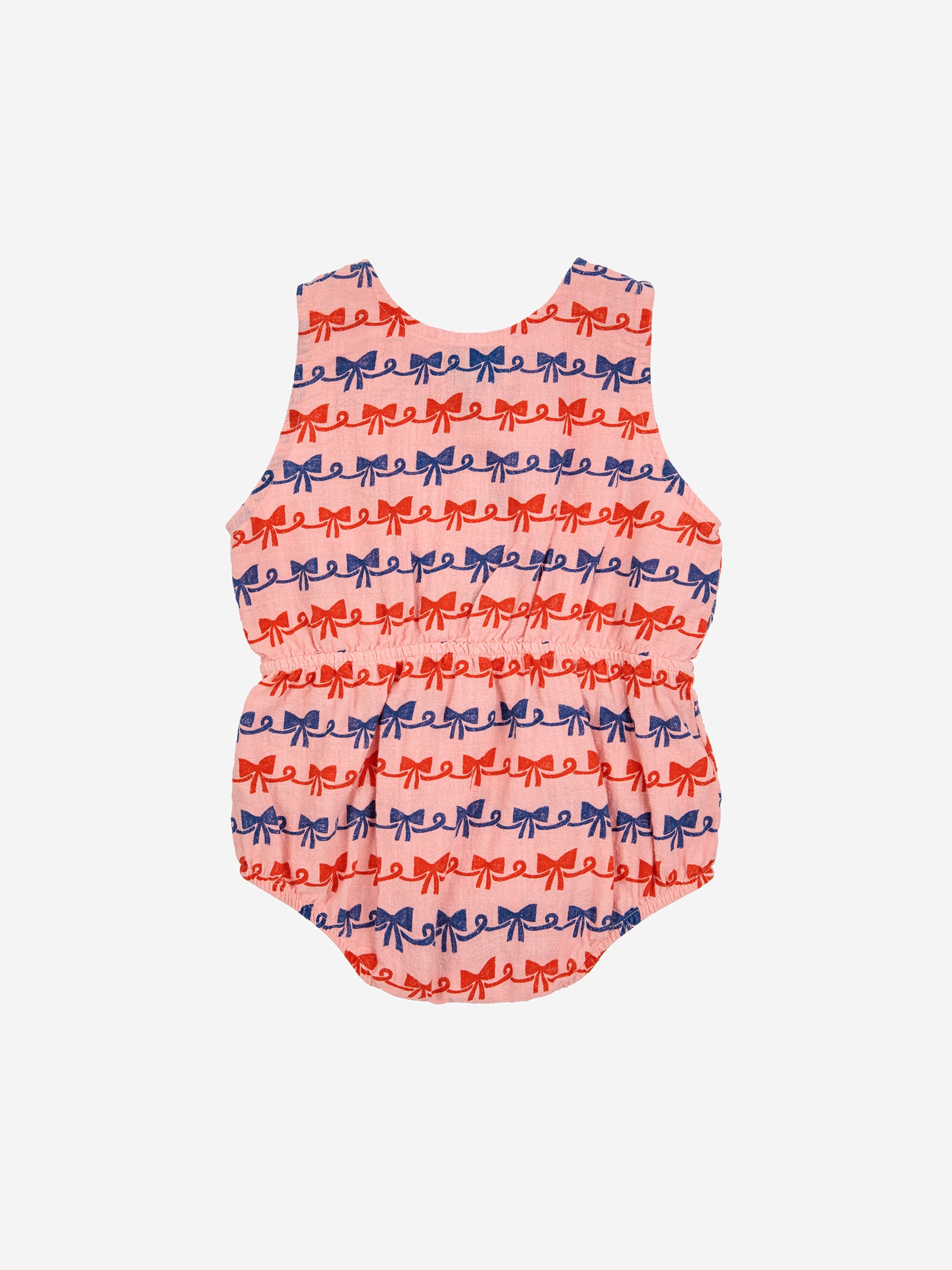 Bobo Choses Baby Ribbon Bow All Over Woven Romper - Pink