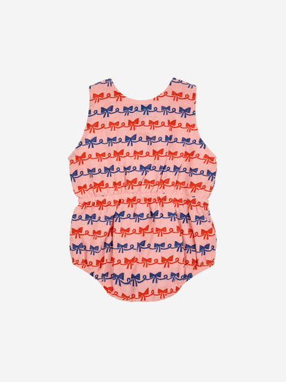 Bobo Choses Baby Ribbon Bow All Over Woven Romper - Pink