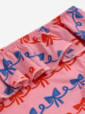 Bobo Choses Baby Ribbon Bow All Over Swim Ruffle Culotte - Pink