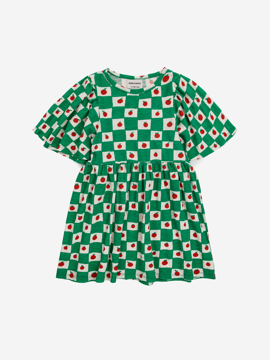 Bobo Choses Tomato All Over Ruffle Sleeves Dress - Off-white