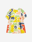 Bobo Choses Carnival All Over Puffed Sleeve Woven Dress - Off-White