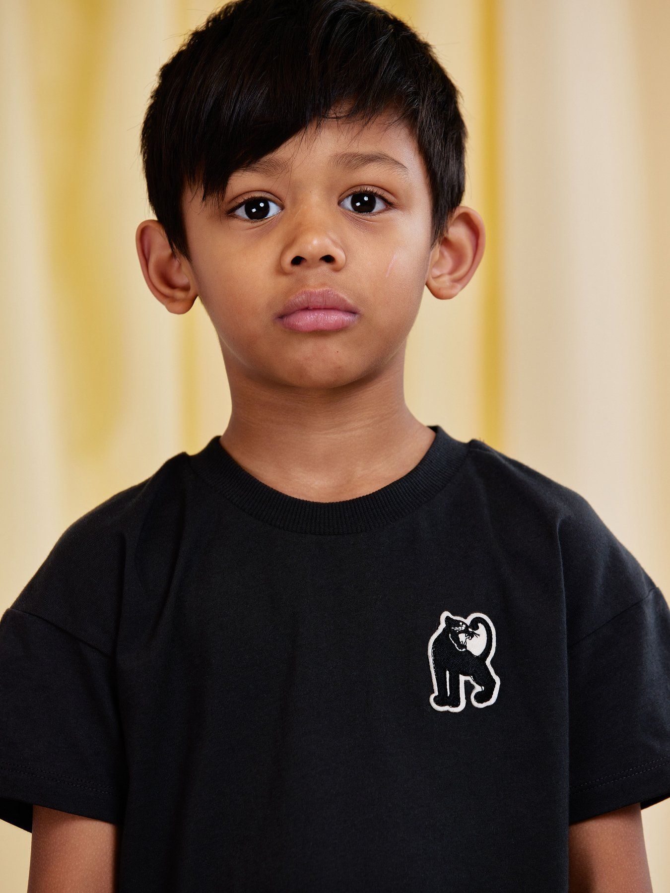 Mini Rodini Panther Patch Short Sleeve Tee - Black