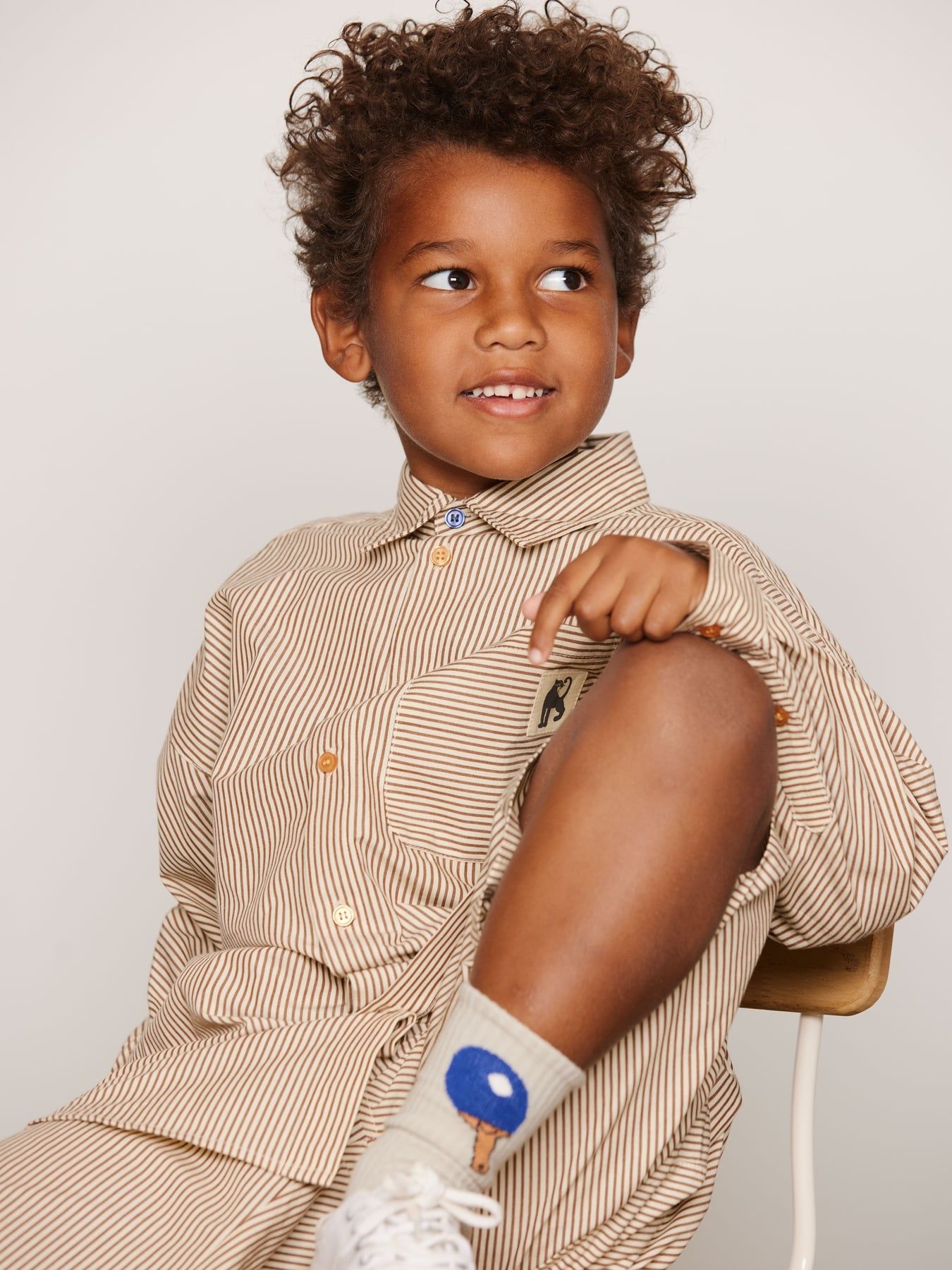 Mini Rodini Poplin Yd Long Sleeve Shirt - Brown