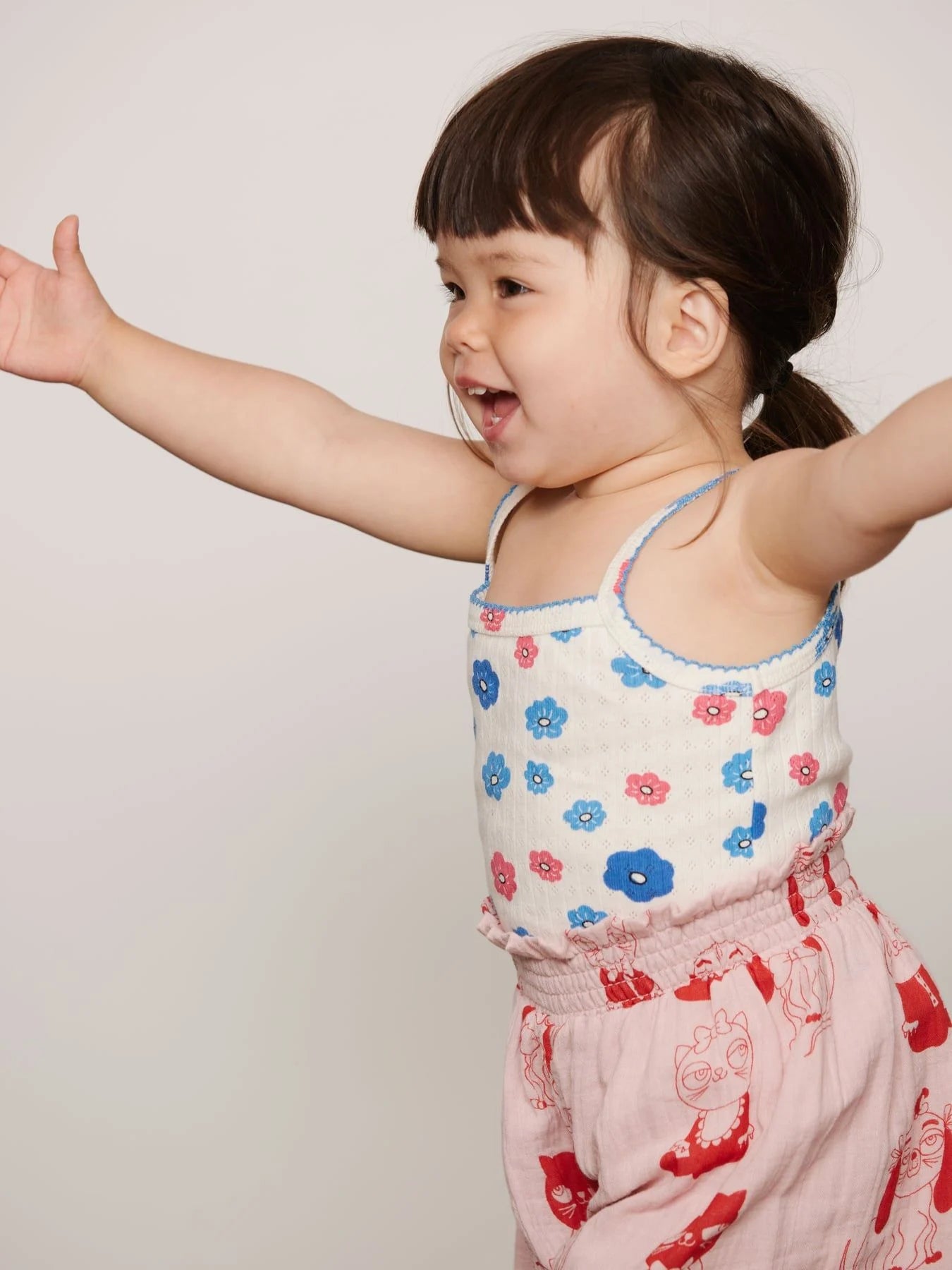 Mini Rodini Flowers Aop Picot Edge Pointelle Tank Top - Multi