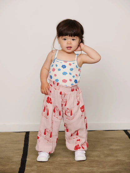 Mini Rodini Flowers Aop Picot Edge Pointelle Tank Top - Multi