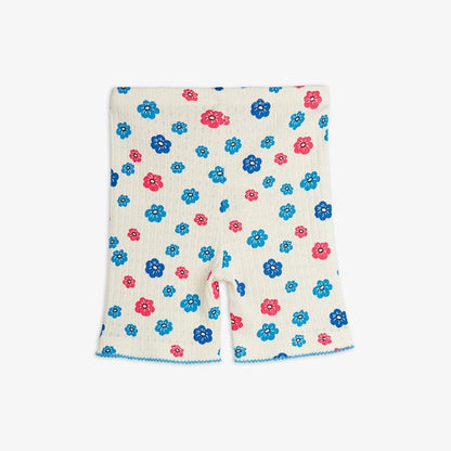 Mini Rodini Flowers Aop Picot Edge Pointelle Bike Shorts - Multi