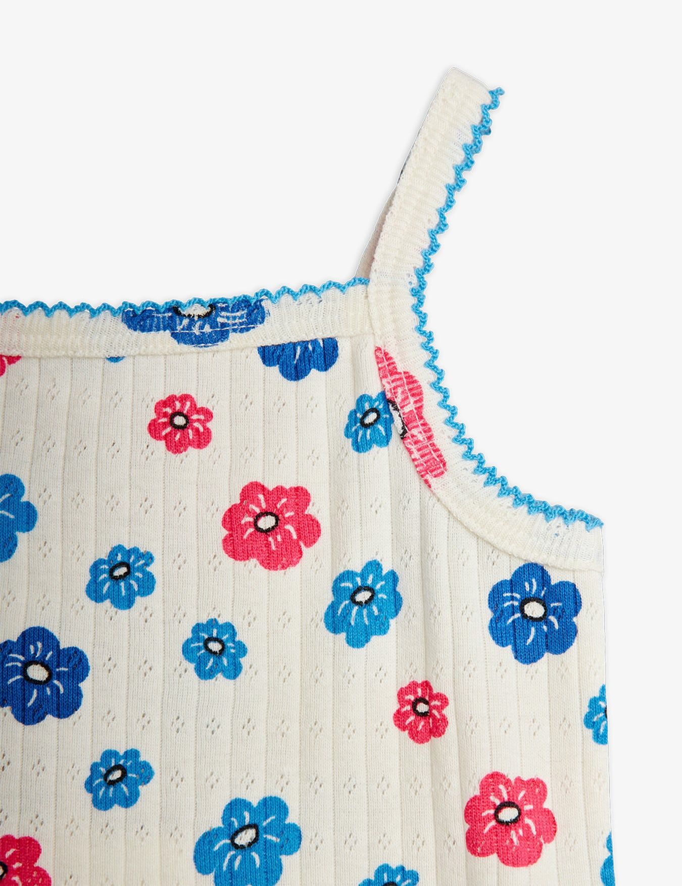 Mini Rodini Flowers Aop Picot Edge Pointelle Body - Multi