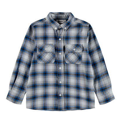 Molo Rozzy Long Sleeve Shirt - Moon Blue Check