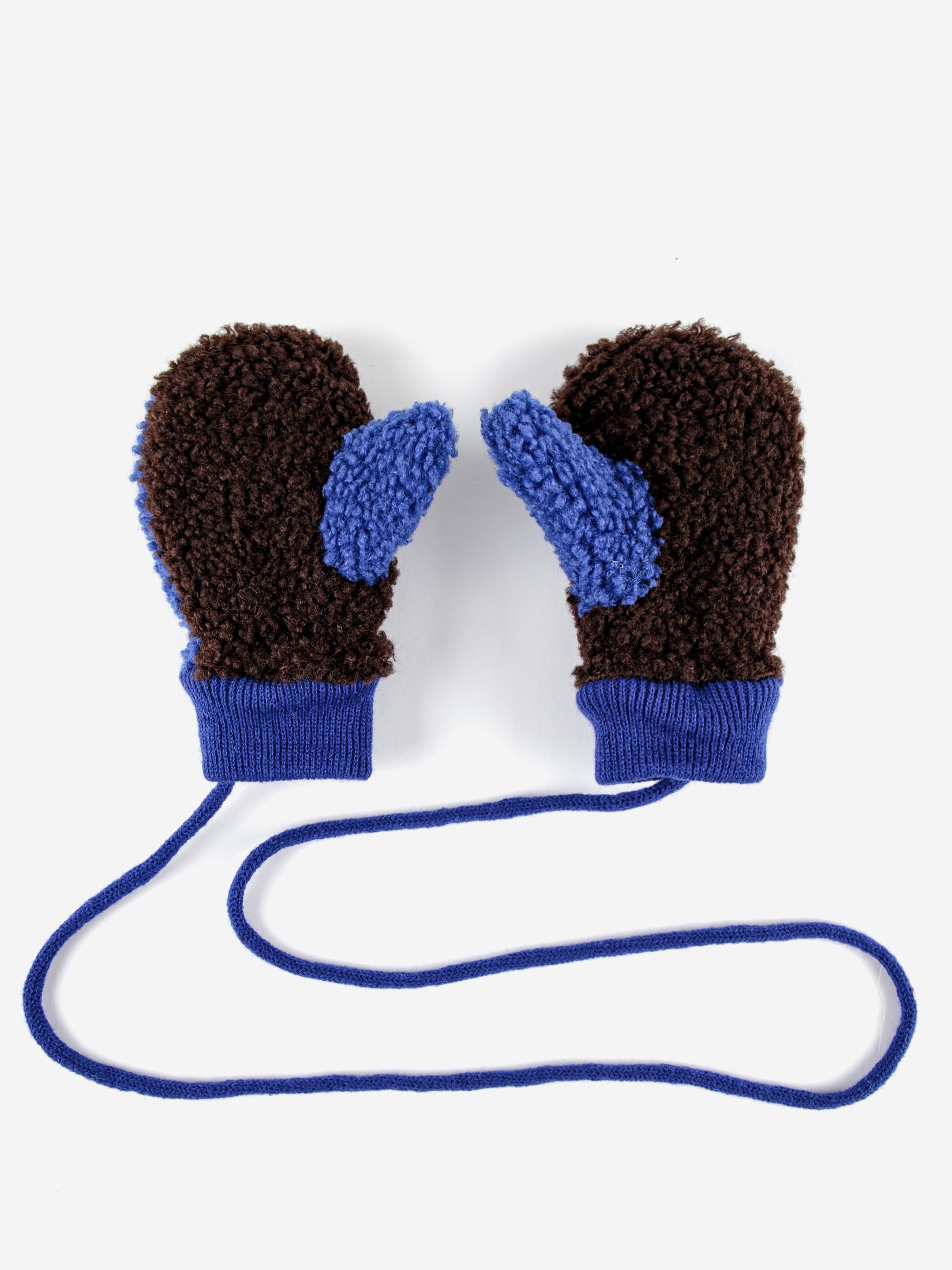 Bobo Choses BC Color Block Blue Sheepskin Gloves