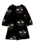 Mini Rodini Cat Face Aop Velour Dress - Black