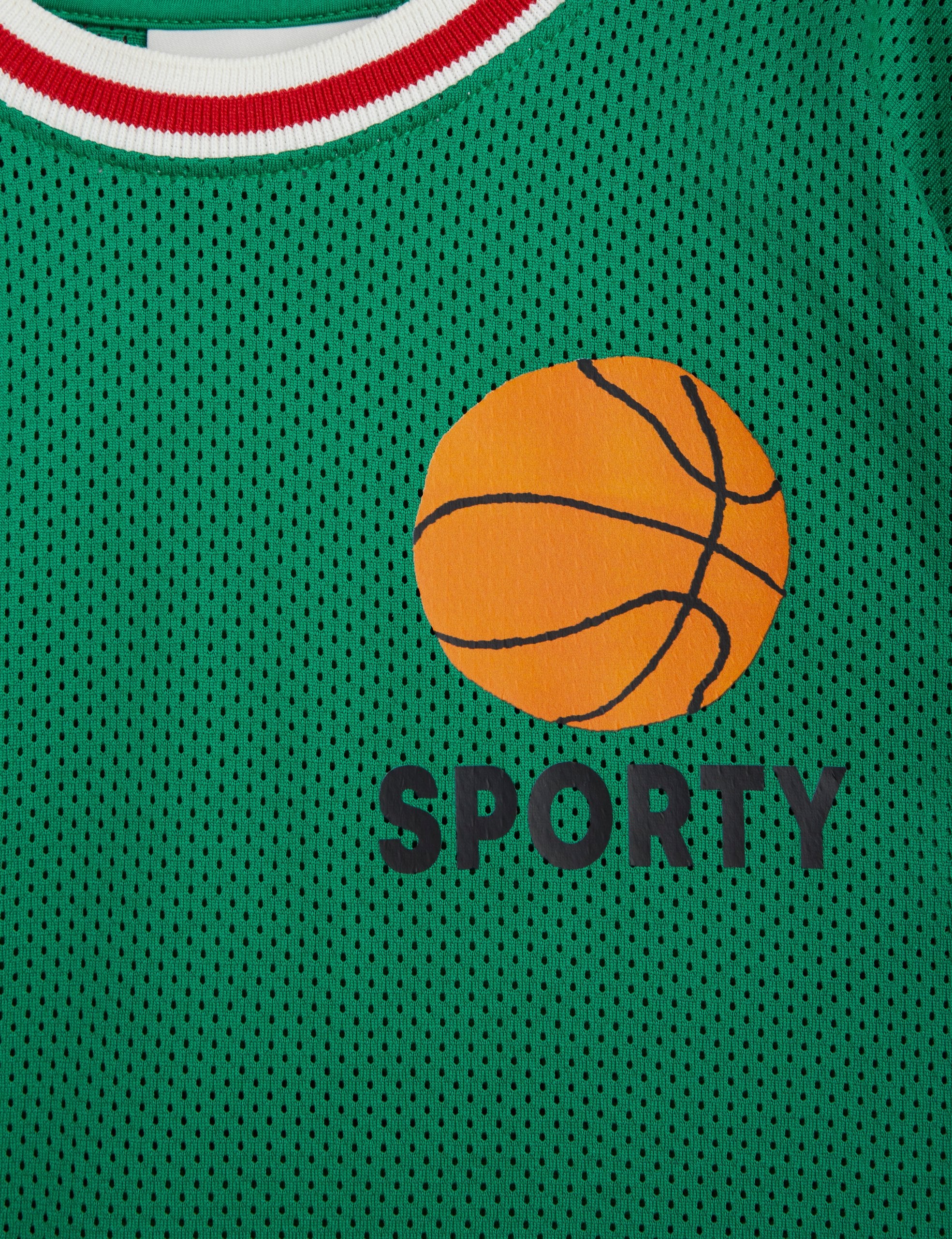 Mini Rodini Basket Mesh Short Sleeve Tee - Green