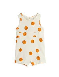 Mini Rodini Basketball All Over Print Baby Summersuit - Off White