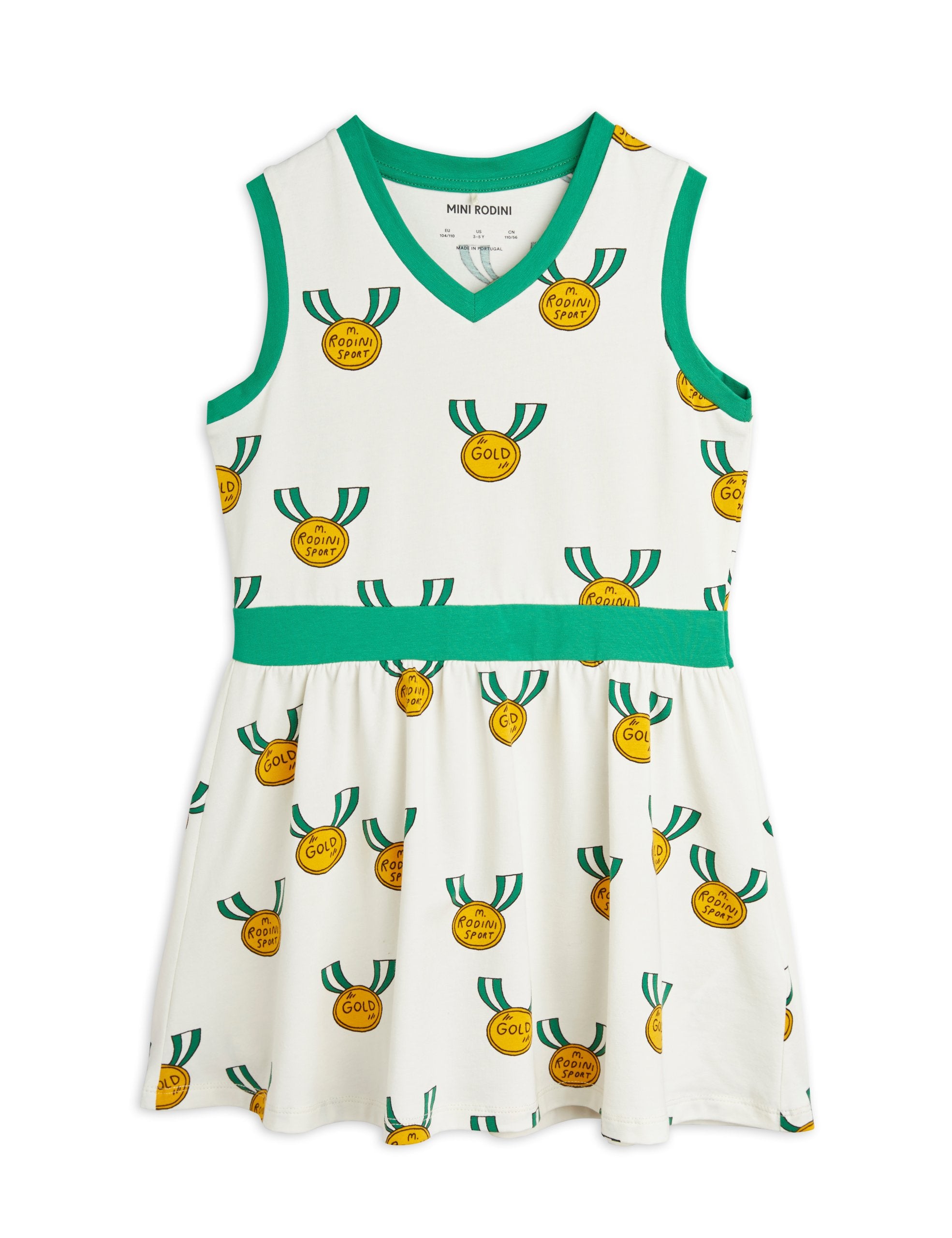 Mini Rodini Medals All Over Print Short Sleeve Dress - Grey