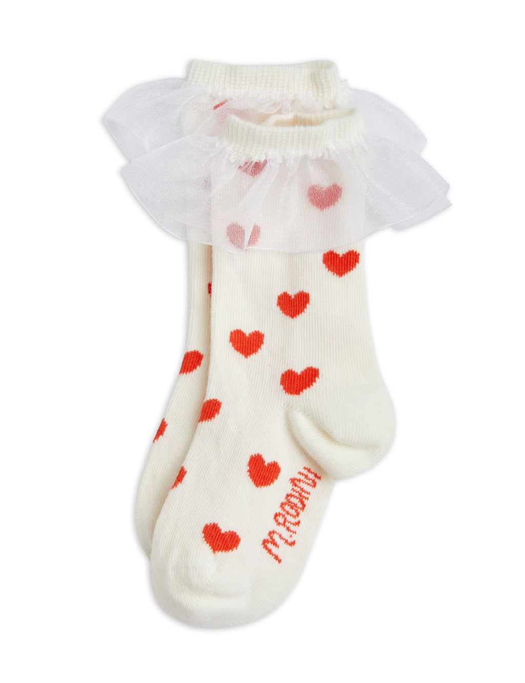 Mini Rodini Hearts Frill 1-Pack Socks - White