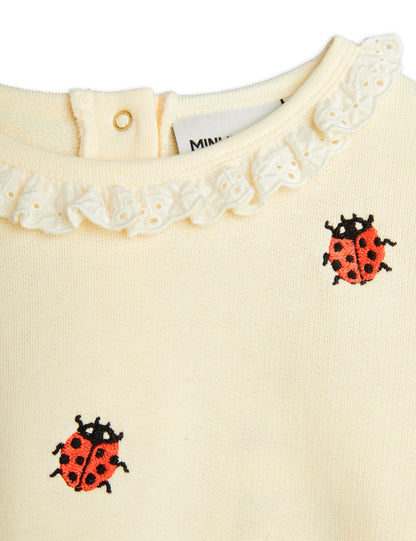 Mini Rodini Ladybugs Embroidered Lace Sweatshirt