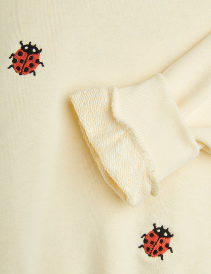 Mini Rodini Ladybugs Embroidered Lace Sweatshirt