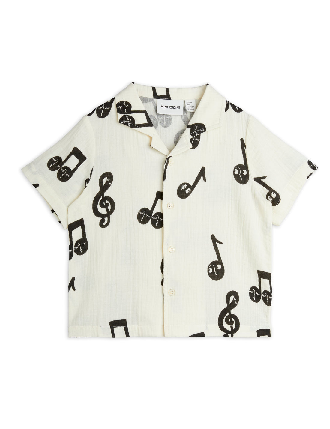 Mini Rodini Note AOP Muslin Short Sleeve Shirt